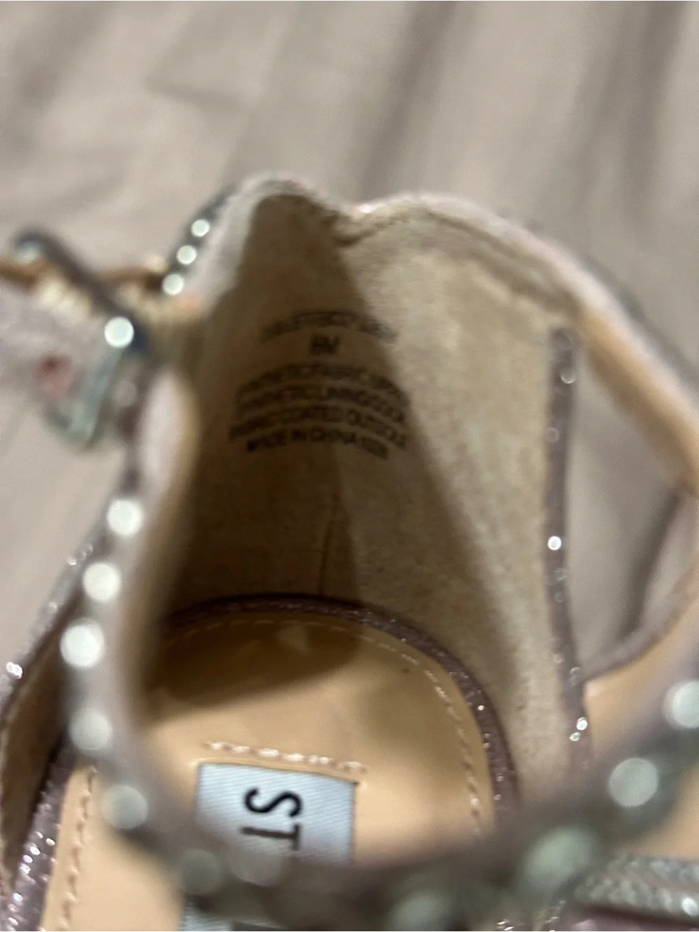 Steve Madden Glitter Ankle-Strap Heels in Rose Gold